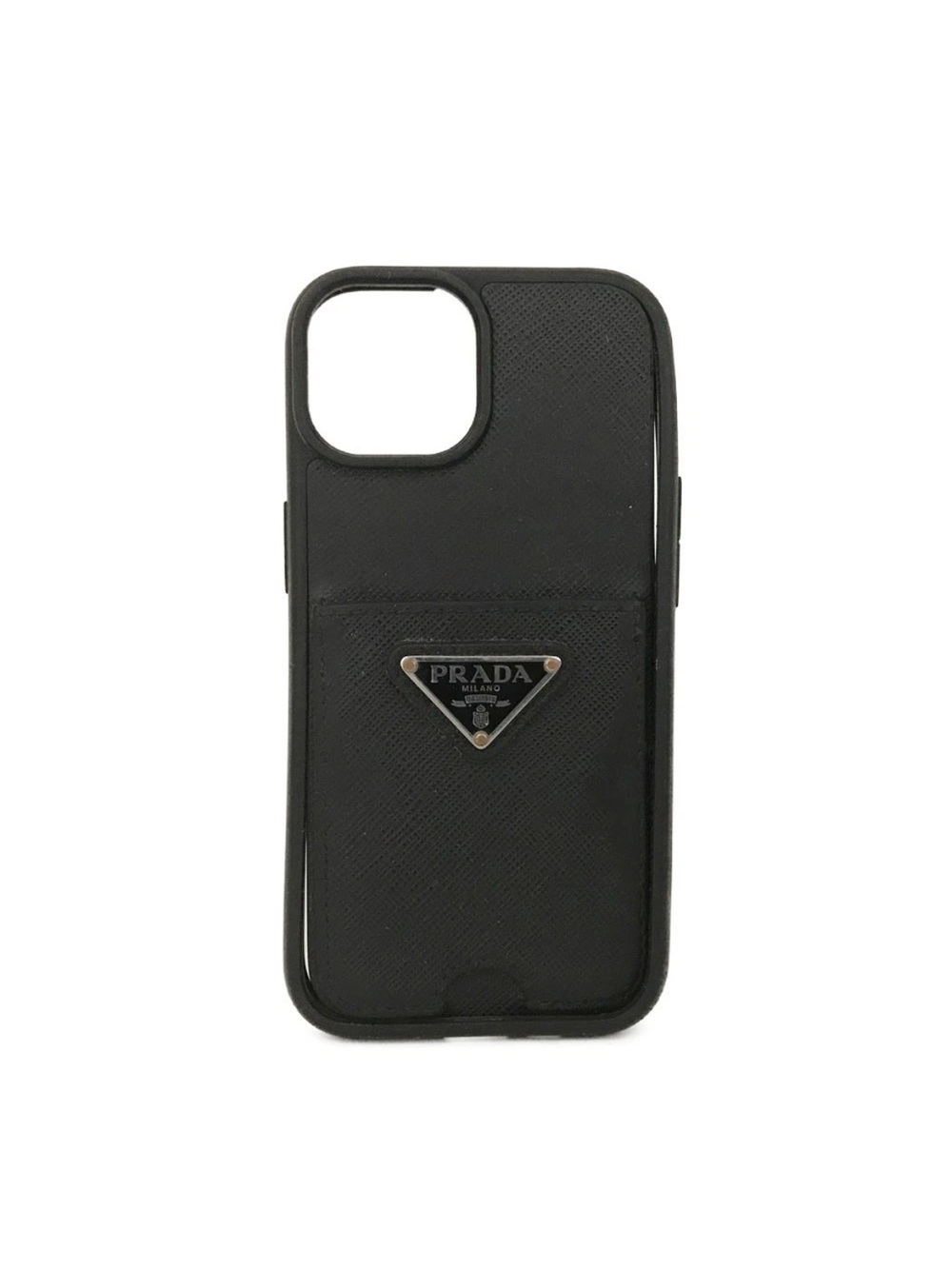 PRADA Black Saffiano Leather iPhone Case with Card Pocket👝